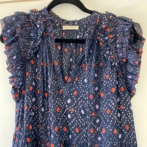 Ulla Johnson printed metallic cotton-blend voile midi dress - Linnea dress navy